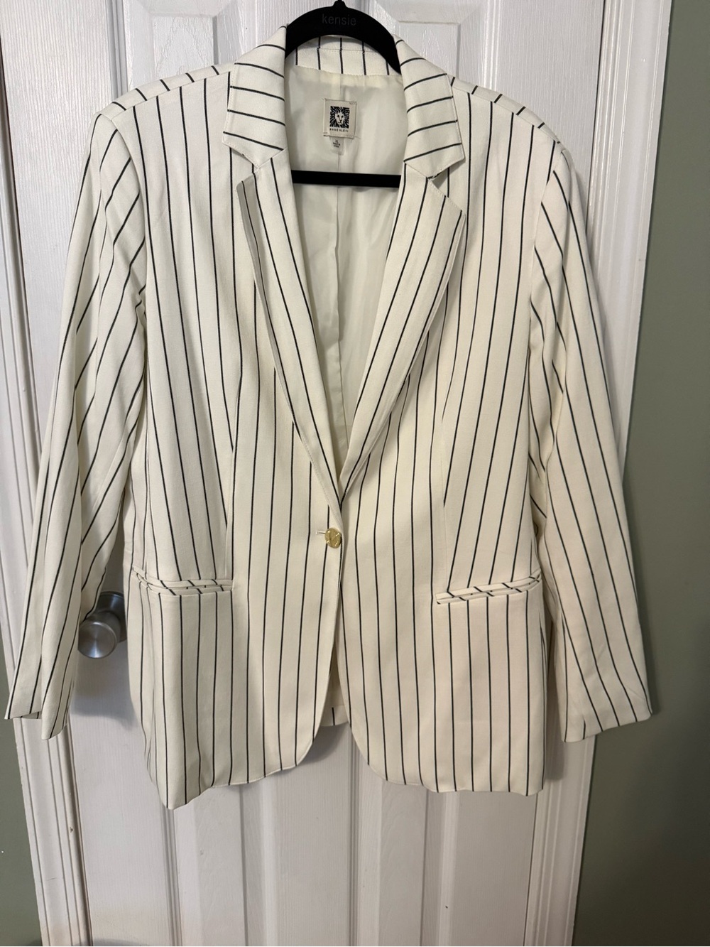 Anne Klein White Blazer with Black Pinstripes